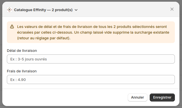 Modifier livraison produit